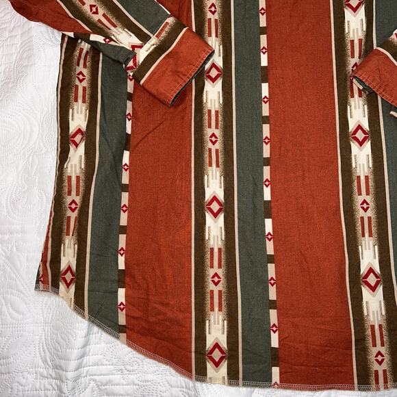 Wrangler Western Shirt Mens Size XXXL Pearl Snap Aztec Southwestern Long-Sleeve - Picture 13 of 14